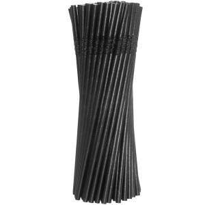 100 FSC® zertifizierte schwarze biegsame Strohhalme aus Papier 24cm lang für Kindergeburtstag, Hochzeit, Gartenparty, Cocktail
