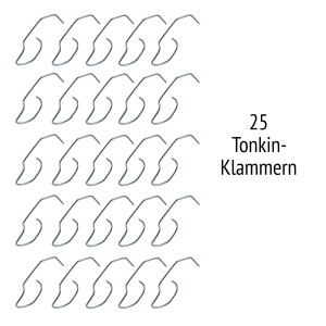 25 Tonkinklammern f&uuml;r Tonkin-St&auml;be mit einem Durchmesser von 8 bis 16 mm