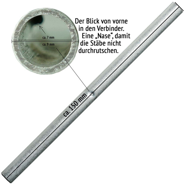20 Steckhülsen für die Verlängerung von Pflanzstäben mit einem Innendurchmesser von 7 mm 15  cm lang