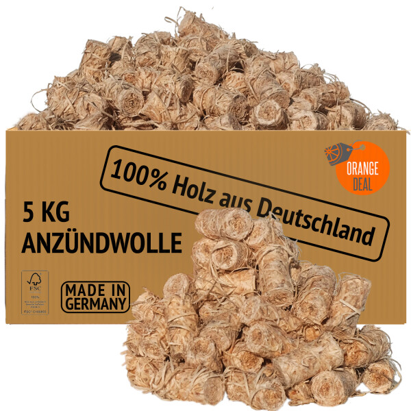 5 kg Ofen Anzünder (Grill-, Kamin-, Ofenanzünder) aus zertifizierter Holzwolle und Wachs