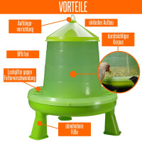 5 Liter Tränke für Hühner grün mit Füßen + 4KG Futterautomat