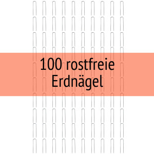 100 rostfreie Erdanker Bodenanker 15 cm lang 3 cm breit 3 mm Ø für Netze, Zelte, Käfige, Tiergehege, Weidezäune, Pflanzenstützen Rankgitter, Planen, Vliesse, Fußballtore, Volleyballnetze