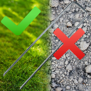 100 rostfreie Erdanker Bodenanker 15 cm lang 3 cm breit 3 mm Ø für Netze, Zelte, Käfige, Tiergehege, Weidezäune, Pflanzenstützen Rankgitter, Planen, Vliesse, Fußballtore, Volleyballnetze