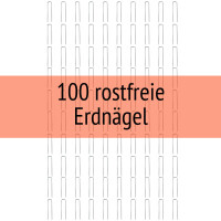 100 rostfreie Erdanker Bodenanker 15 cm lang 3 cm breit 3 mm Ø für Netze, Zelte, Käfige, Tiergehege, Weidezäune, Pflanzenstützen Rankgitter, Planen, Vliesse, Fußballtore, Volleyballnetze