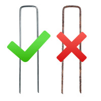 100 rostfreie Erdanker Bodenanker 15 cm lang 3 cm breit 3 mm Ø für Netze, Zelte, Käfige, Tiergehege, Weidezäune, Pflanzenstützen Rankgitter, Planen, Vliesse, Fußballtore, Volleyballnetze