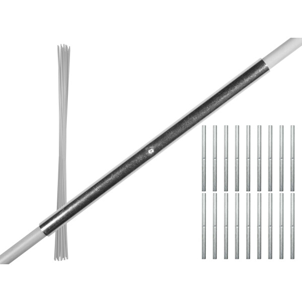 20  weisse Glasfaserstäbe 1 m lang x  Ø 7 mm unverwüstlich + 20 Hülsen für die  Verlängerung der Fiberglasstäbe