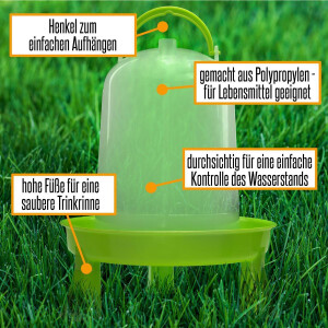 Hühnertränke 3,0L mit Füßen - grün