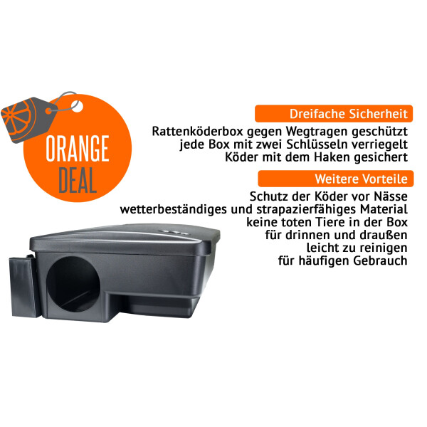 4 X Rattenköderboxen mit schwazem Deckel