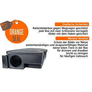4 X Rattenköderboxen mit schwazem Deckel