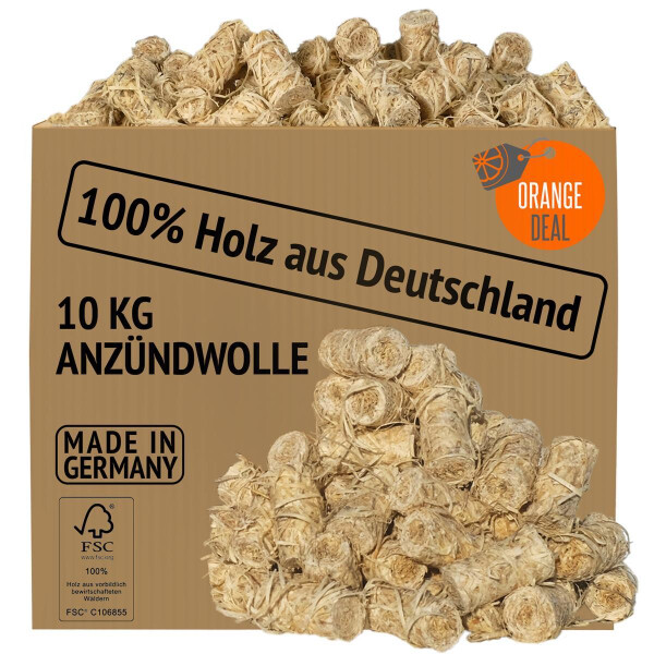 10 kg Premium Anzünder (Grill-, Kamin-, Ofenanzünder) aus nachhaltiger Holzwolle und Wachs