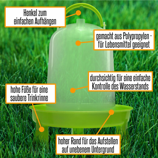 Hühnertränke 8,0L mit Füßen - grün
