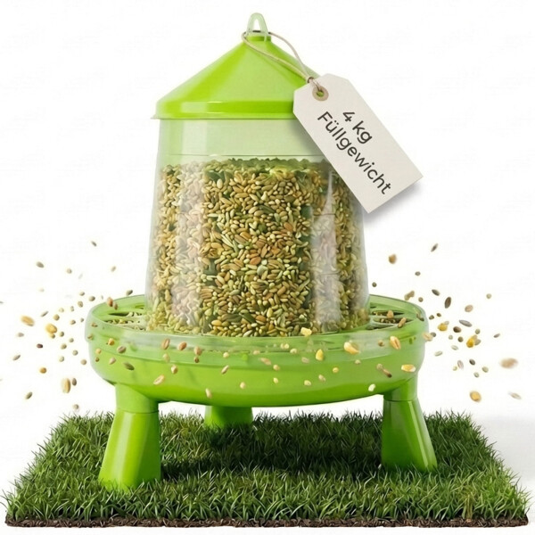 Futterautomat Hühner Rattensicher - Hühnerfutterautomat mit Futterspender für Geflügel, Wachteln - Großer Hühnerfutter Behälter als Futtertrog und Futternapf - Geflügeltränke