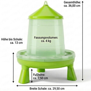 Futterautomat Hühner Rattensicher - Hühnerfutterautomat mit Futterspender für Geflügel, Wachteln - Großer Hühnerfutter Behälter als Futtertrog und Futternapf - Geflügeltränke