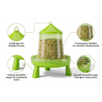 Futterautomat Hühner Rattensicher - Hühnerfutterautomat mit Futterspender für Geflügel, Wachteln - Großer Hühnerfutter Behälter als Futtertrog und Futternapf - Geflügeltränke